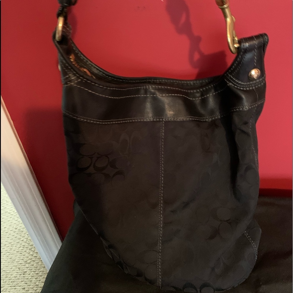 Authentic large black signature Coach bag